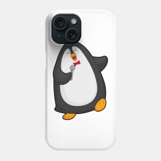 Penguin at Singing with Microphone & Tie Phone Case
