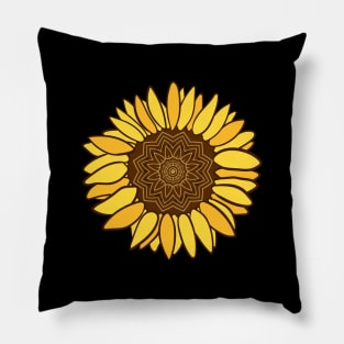 Hand drawn Mandala Sunflower Full of hope & Postivity Pillow
