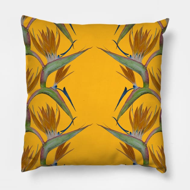 Bird of Paradise Stelitzia Blossom Pillow by JJacobs