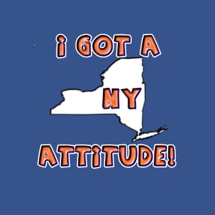 New York Attitude~orange and blue T-Shirt