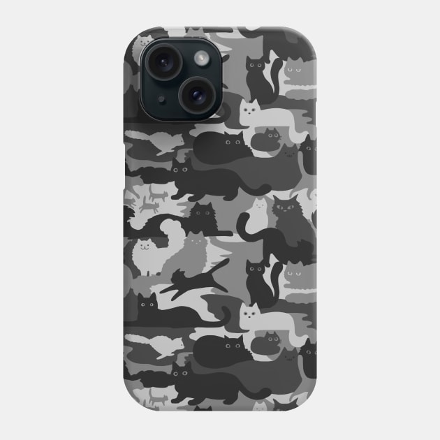 Grey Cats Camouflage Pattern | Gray Camo Cats Phone Case by Coffee Squirrel