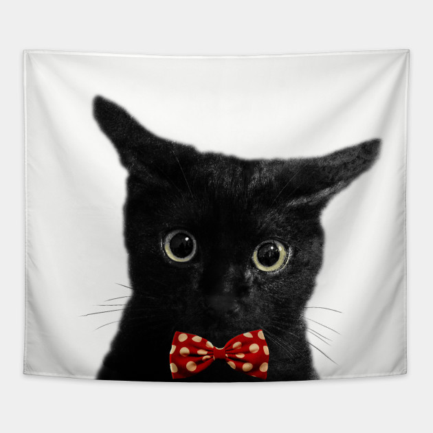 Black Cat With Bowtie Black Cat Tapestry Teepublic