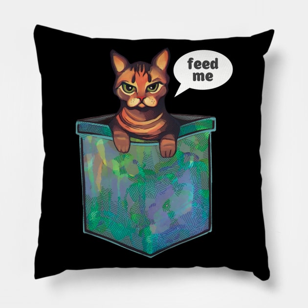 Grumpy bengal cat Feed me Pillow by Meakm