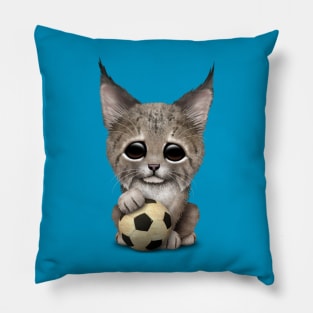 Lynx Cub With Football Soccer Ball Pillow