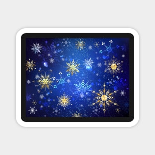 Blue background with golden snowflakes Magnet