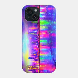 Neon glowing city Phone Case