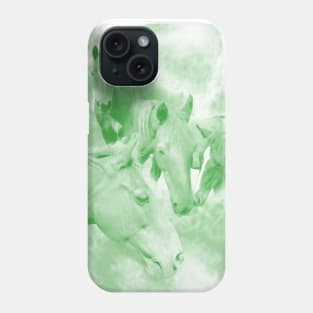 Horses and surreal mist in shades of green Phone Case