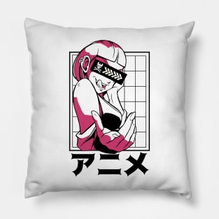 Japanese Vaporwave Cyberpunk Cool Girl Urban Style Pillow