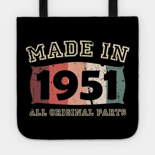 Made 1951 Original Parts 70th Birthday Tote