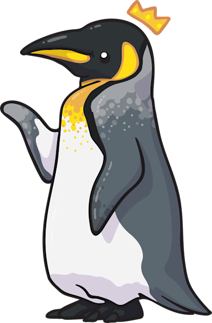 King Penguin Kids T-Shirt by bytesizetreasure