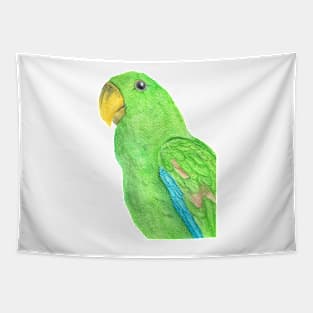 Green watercolor eclectus parrot - bird painting portrait Tapestry