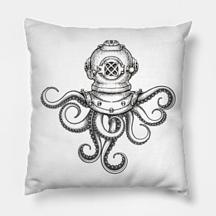 Octopus in Diving Helmet Pillow