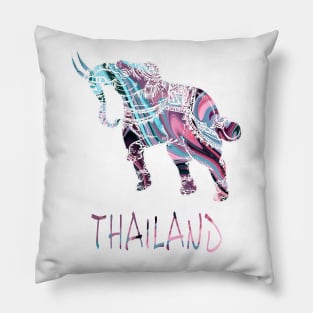 Ornate Thai Elephant In A Colorful Illustration Pillow