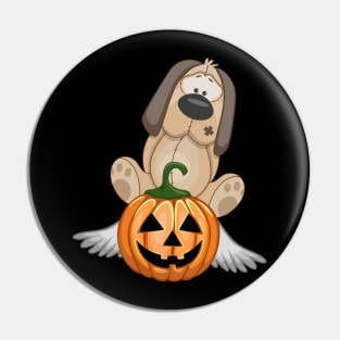 Male Dog on Flying Pumpkin Pin