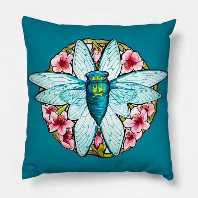 Teal Cicada Pillow by TealCicada