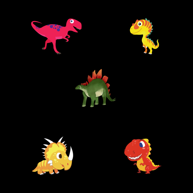 Cute and Happy Laughing Cartoon Dinosaurs Pattern Pack by IlanaArt