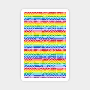 Rainbow Circles Square Diamond Pattern Magnet