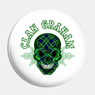 Scottish Clan Graham Tartan Celtic Skull Pin