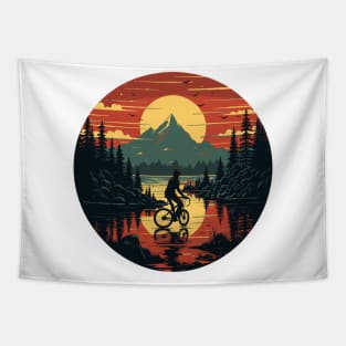 Cycling in the mountains Tapestry