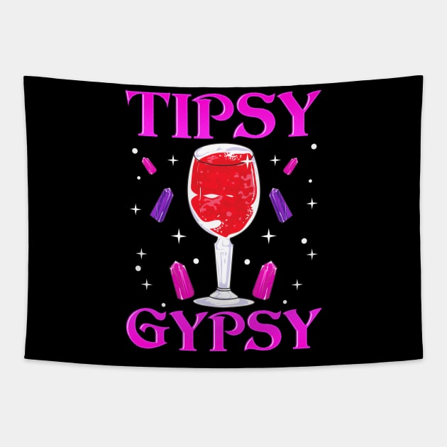 Cute Tipsy Gypsy Funny Halloween Drinking Wine Tapestry by theperfectpresents