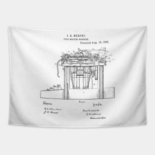 Type Writing Machine Vintage Patent Hand Drawing Tapestry