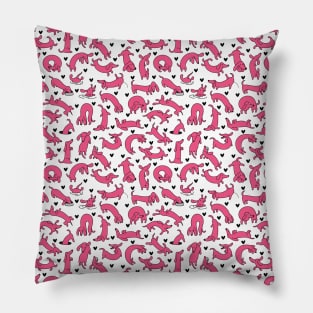 Pink Dachshund Pattern Pillow