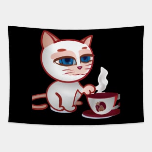 Cat drinks qahwa Tapestry