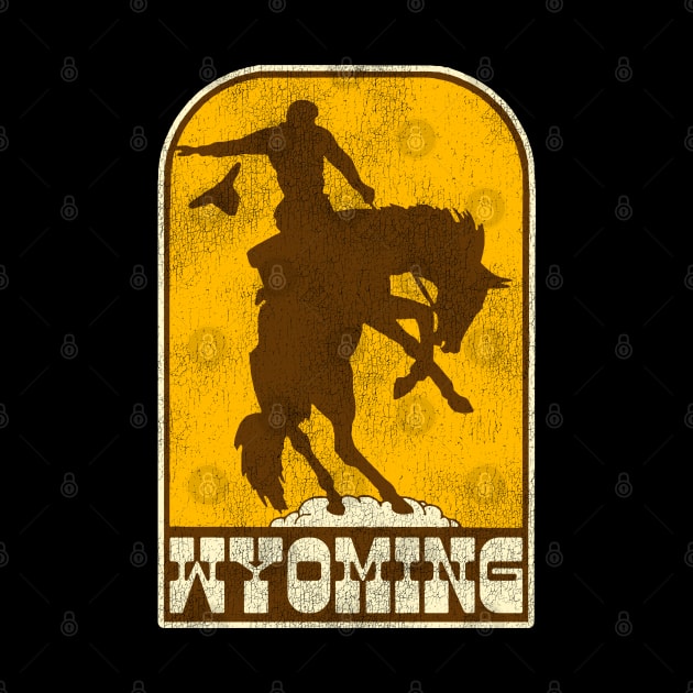 Wyoming Vintage Western Cowboy Rodeo Travel Souvenir by darklordpug