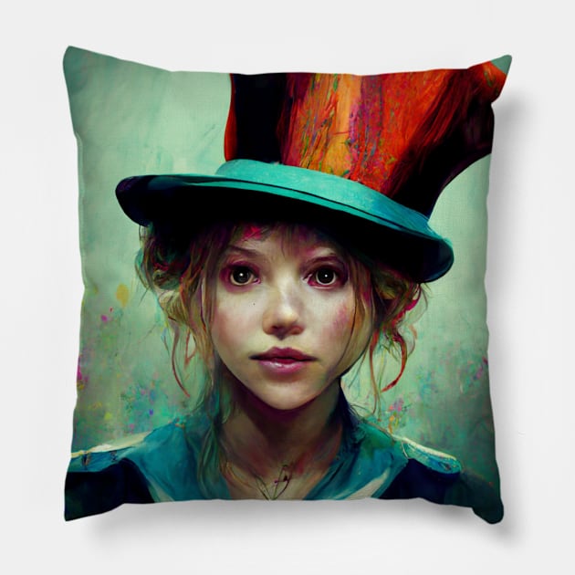 Beautiful girl with a big hat! Pillow by Liana Campbell