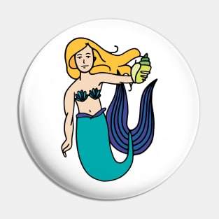 Mermaid Illustration Pin