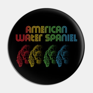 Cool Retro Groovy American Water Spaniel Dog Pin