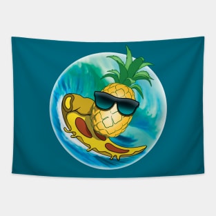 Surfing Pineapple pizza Tapestry