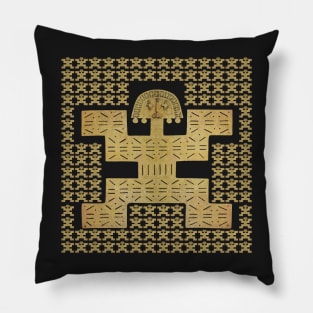 Digital Rendering of a Pre-Columbian Pectoral Pattern in Gold Leaf on Black Pillow