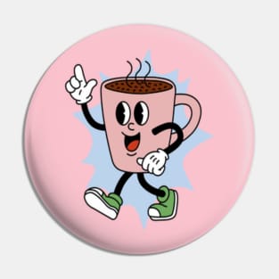 coffee retro cartoon Pin