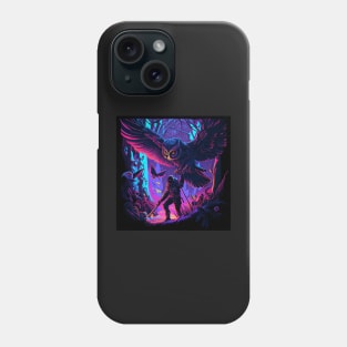 Psychedelic giant owl taking its owner to fly away Phone Case