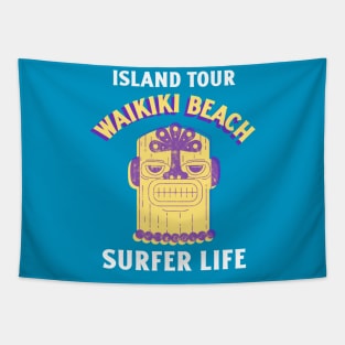 Waikiki Beach Surf Life Surfer Surfing Hawaii Hawaiian Tapestry