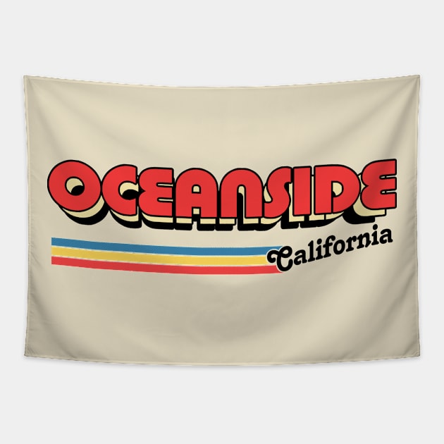 Oceanside, CA \/\/\/\ Retro Typography Design Tapestry by DankFutura