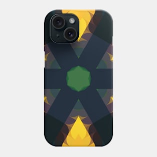 Retro Mandala Flower Green Yellow and Blue Phone Case