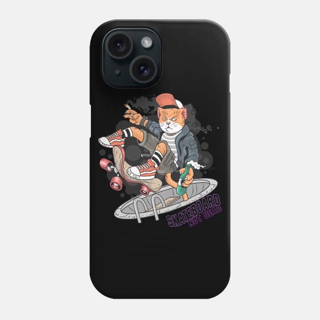 Cat skateboard pop punk Phone Case by sharukhdesign