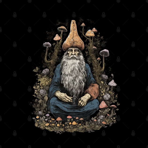 Lord Of The Shrooms - dark gnome wizard fantasy mushroom illustration by AltrusianGrace