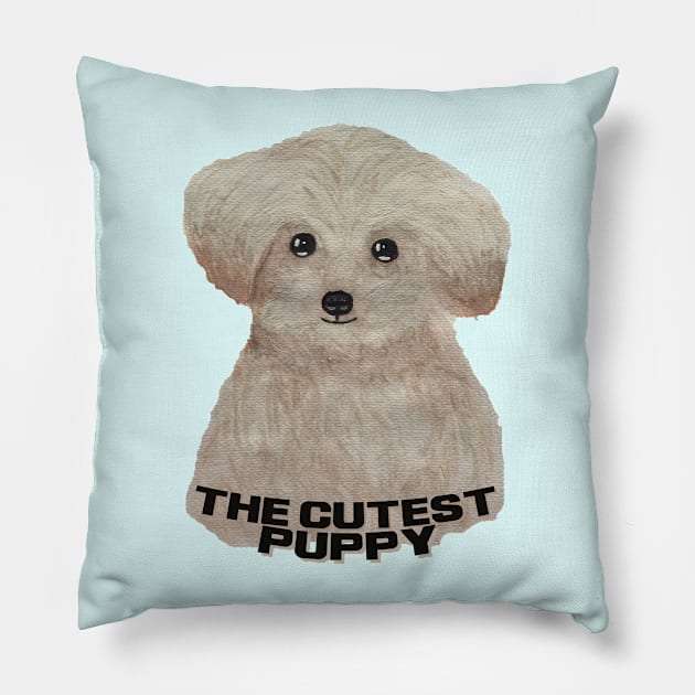 The cutest puppy Pillow by WatercolorFun