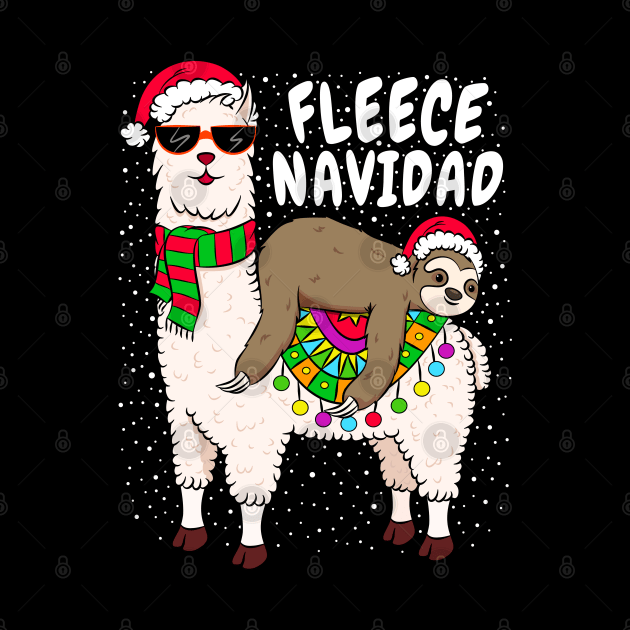 Fleece Feliz Navidad Sloth Riding Llama Spanish  Christmas by silentsoularts