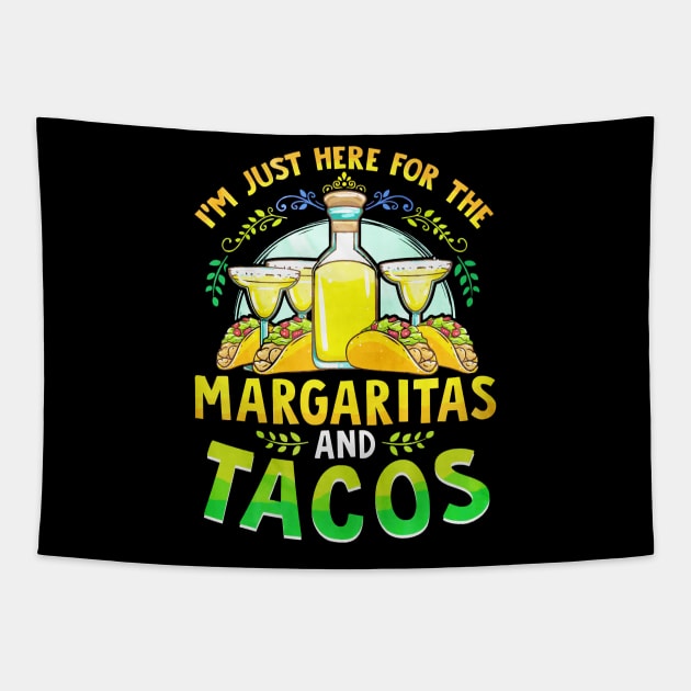 I'm Just Here For The Margaritas And Tacos Tapestry by toiletpaper_shortage