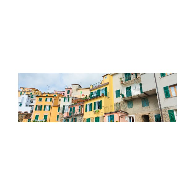 Typical architecture and colors of terrace homes in Italian village of Riomaggiore by brians101