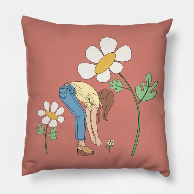 Picking Daisies Pillow by DearestQ