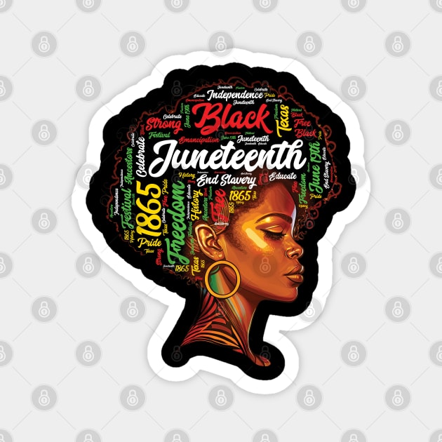 Black History Afro Queen Melanin Word Art Womens Juneteenth Magnet by trendingoriginals