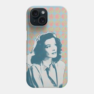 Katharine Hepburn in a green pattern. Phone Case