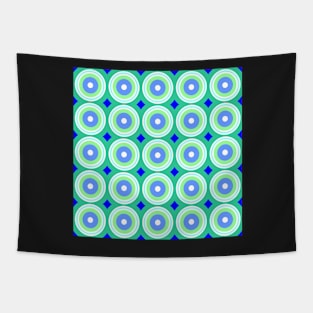 Green, Blue Circles Pattern Tapestry