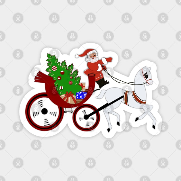 Santa Claus Riding in a Horse and Carriage Magnet by FlippinTurtles