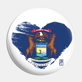 U.S. State - I Love Michigan - Michigan Flag Pin